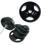 Set di Dischi Olimpici Gommati con Bilanciere Cromato 220cm (350lbs) - 90kg