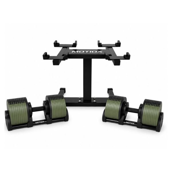 Set 2 Manubri Regolabili MOTIOX PRO 2–32 kg + Rack – Verde